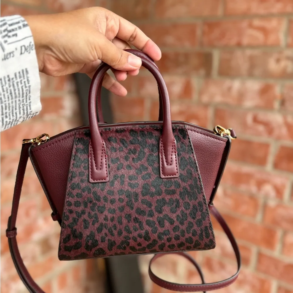 Michael Kors Avril XS Leather Handbag Satchel Crossbody Bag Oxi Blood Purse